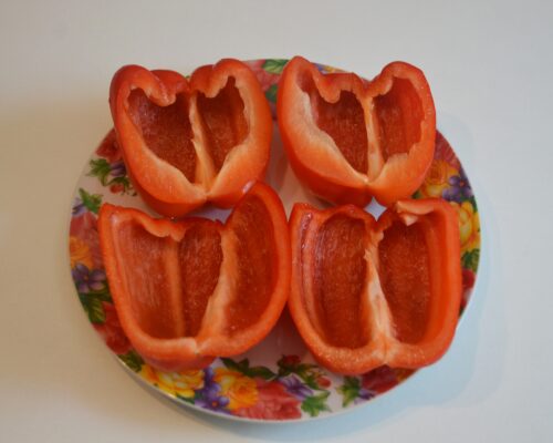 Wash the bell peppers and cut