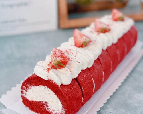red velvet roll cake are ready