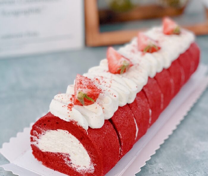 red velvet roll cake are ready