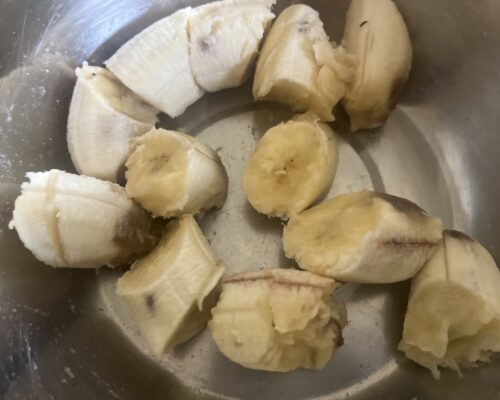 I sliced the bananas and mashed them