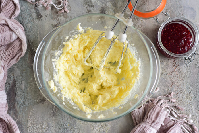 Place the very soft butter and the finest powdered sugar