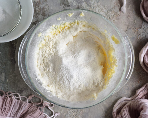 Sift all the flour into the mixture