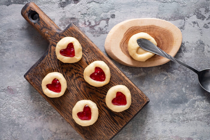 flatten it slightly with your fingers into a thick cookie