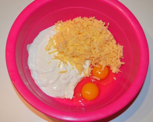 Add the grated cheese