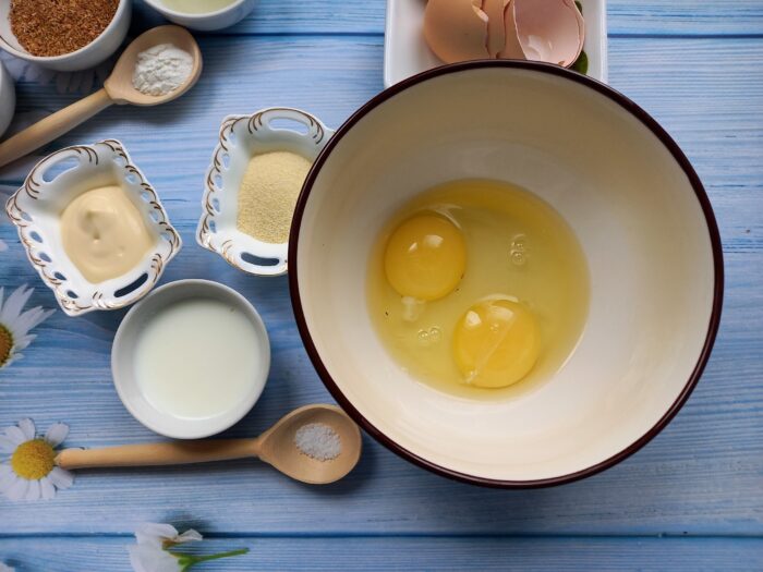 Crack the eggs into a heatproof bowl