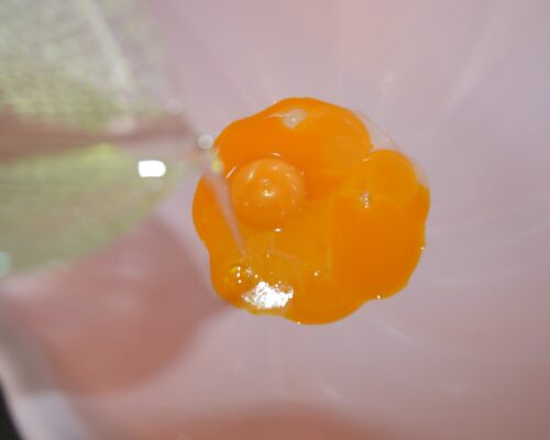 Add the oil to the egg yolks