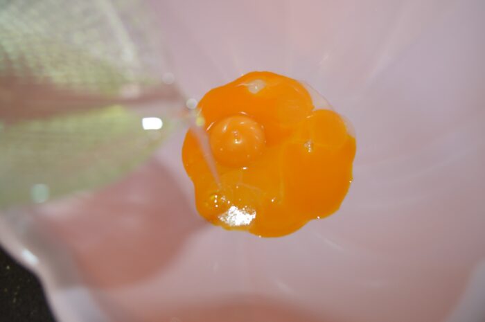 Add the oil to the egg yolks