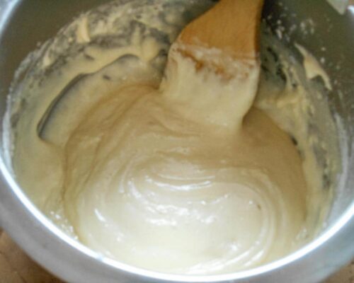 Mix gently with a wooden spatula