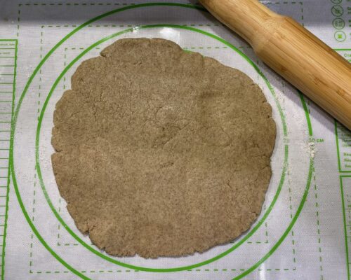 Flatten the cooled dough with a rolling pin