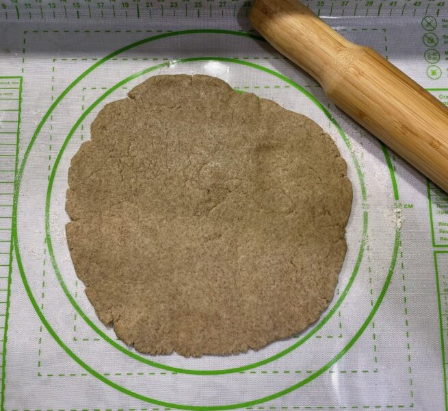 Flatten the cooled dough with a rolling pin