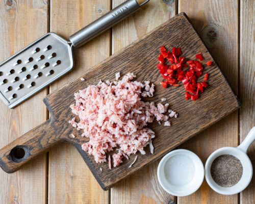 Chop the ham and jalapeño pepper