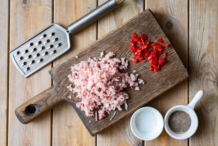 Chop the ham and jalapeño pepper