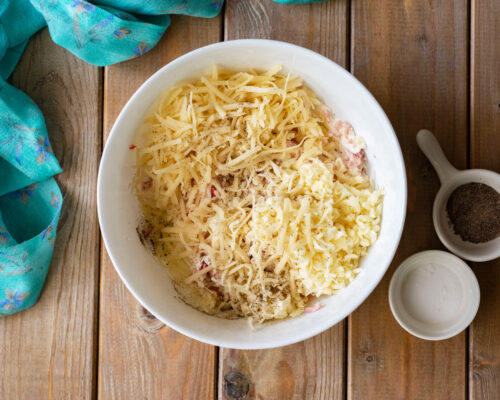 Add the grated cheese