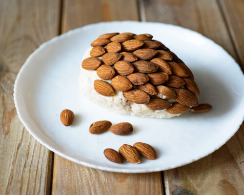 place the almonds on the surface