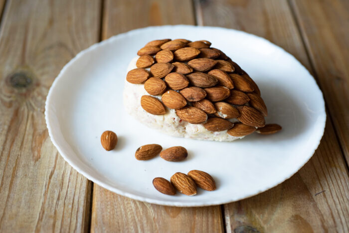 place the almonds on the surface