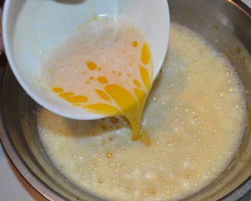 Add the melted butter