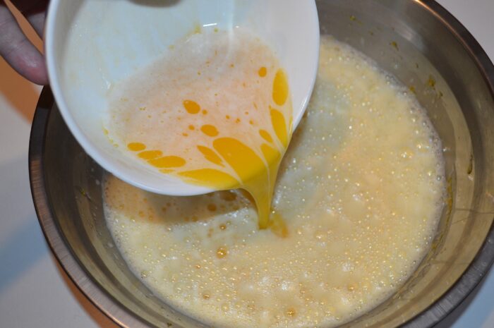 Add the melted butter