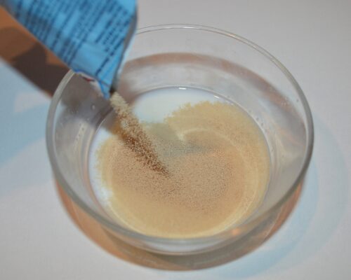 Pour the dry yeast