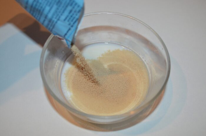 Pour the dry yeast