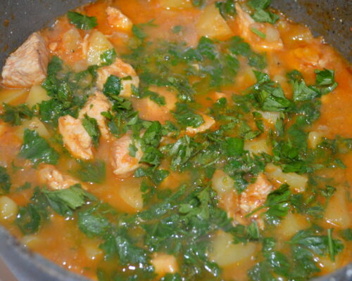 Cartofi scazuti cu carne