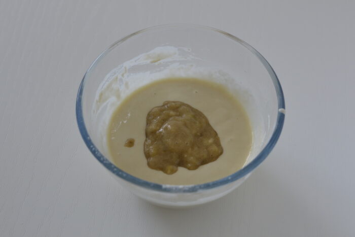 Add the mashed bananas