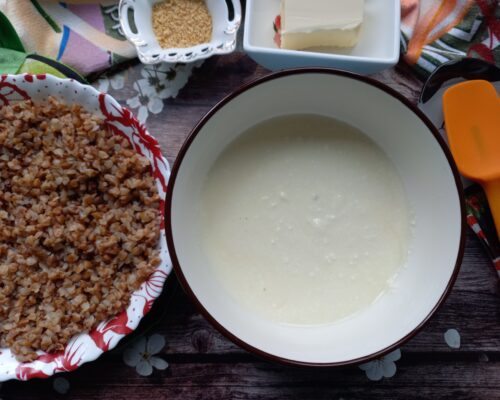 mix the buckwheat with the cottage cheese