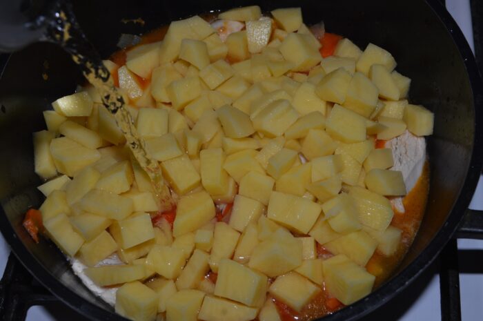 add the potatoes