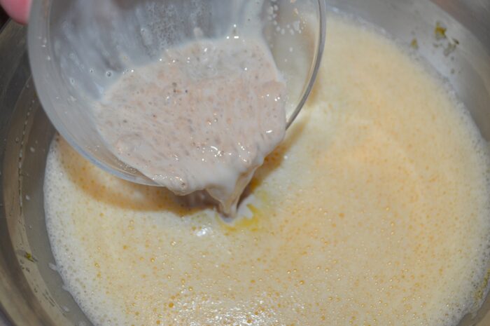 pour the yeast into the bowl