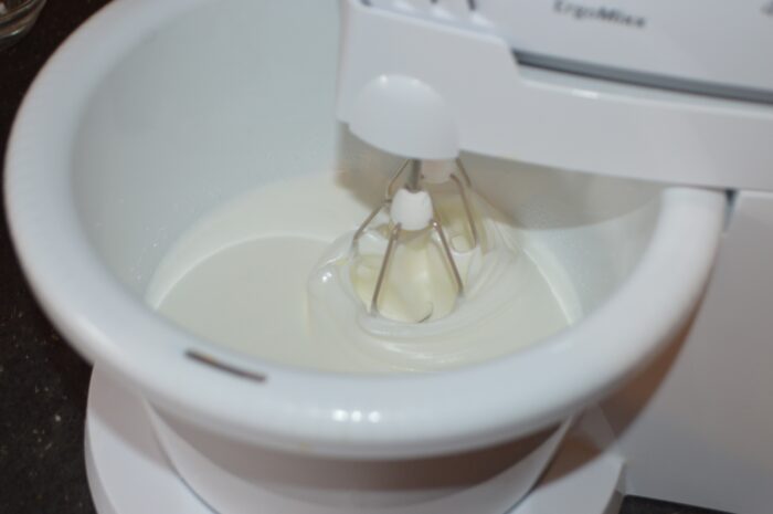 This is what the foamy egg white mixture should look like