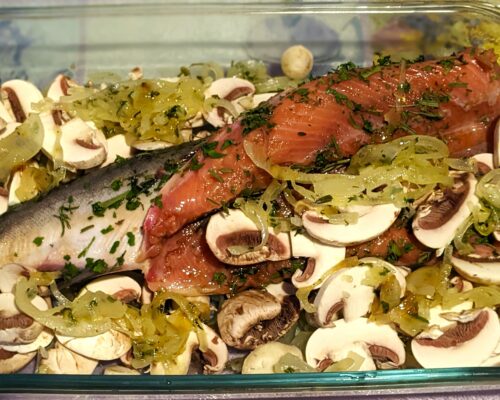 Put the remaining mushrooms and onions on top