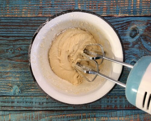 Mix the ingredients until the dough becomes thick