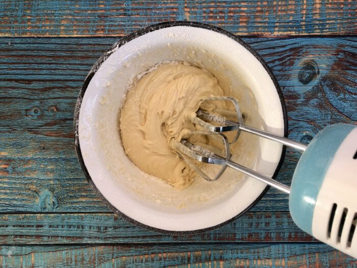 Mix the ingredients until the dough becomes thick