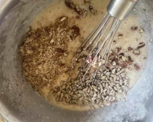 Add the walnuts, sunflower seeds