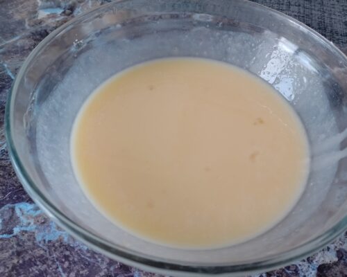 The sour cream should be beaten with the egg