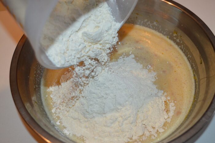 add the flour and knead the dough
