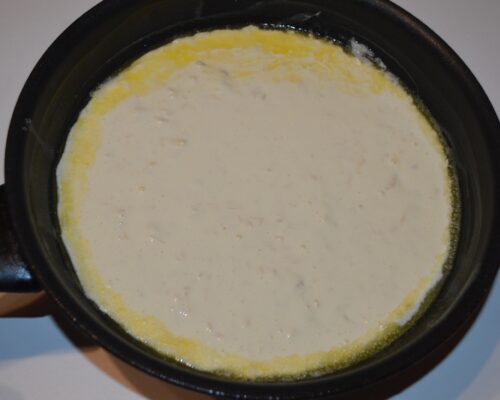 Pour the mixture into the skillet