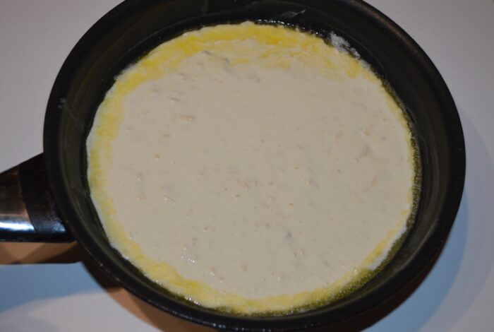 Pour the mixture into the skillet