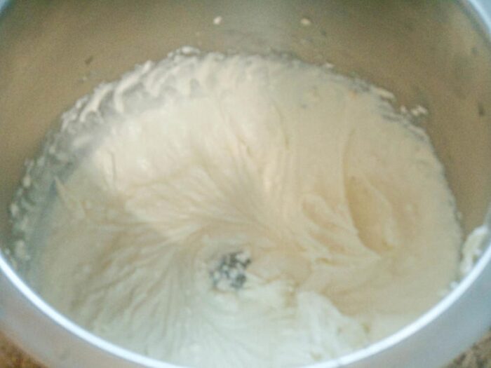 Beat until you get a smooth, fluffy mixture