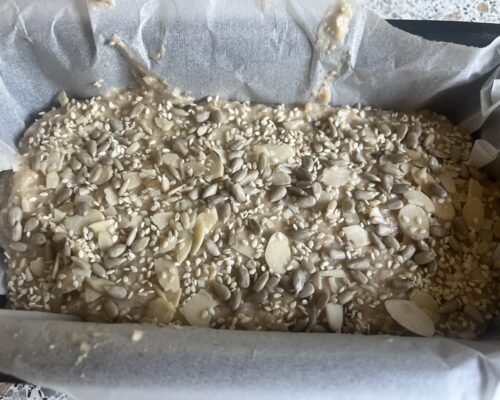 pour the batter into a loaf pan