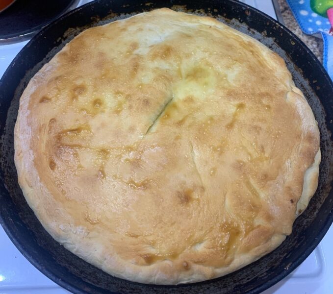 Bake pie in the oven