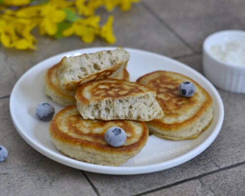 Half-eaten pancake showing interior texture