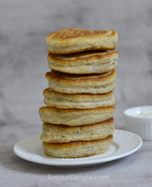 Side view of pancake stack showing layers