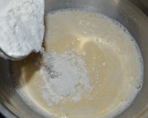 Pour in the flour