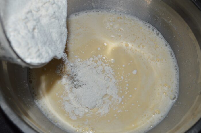 Pour in the flour