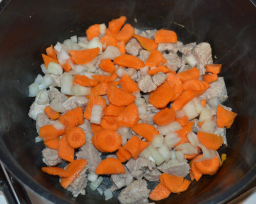Chop the onion and carrot