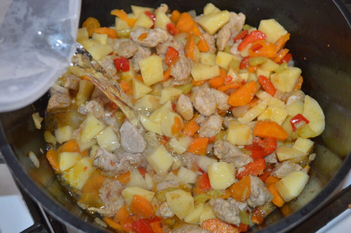 Pour enough water to cover the ingredients