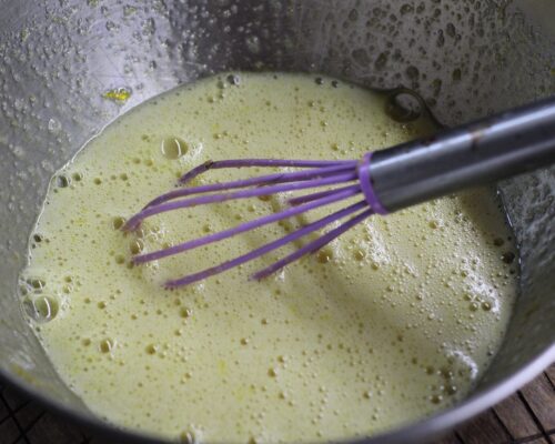 beat the eggs with the vanilla