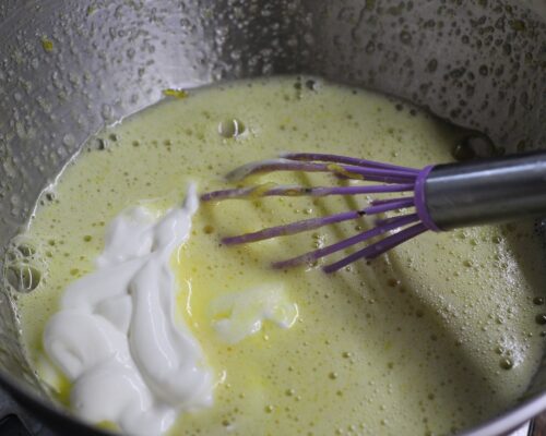 Add the sour cream and baking powder