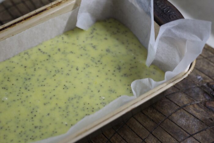Pour the dough into the prepared loaf pan