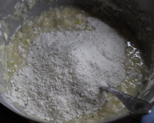 Pour the flour